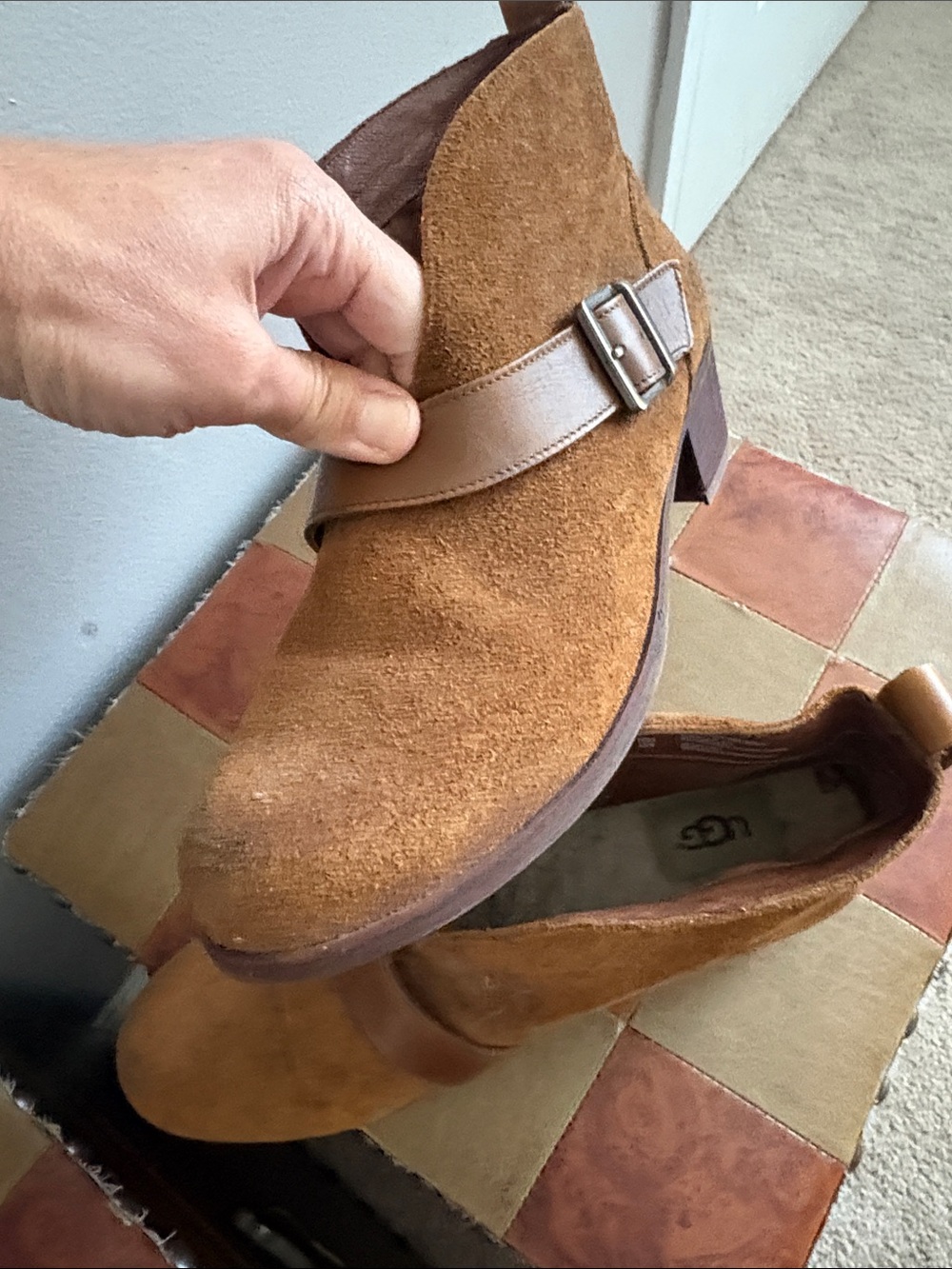 UGG Chestnut Suede Women's Ankle Boots with Buckle Strap - Picture 9 of 12